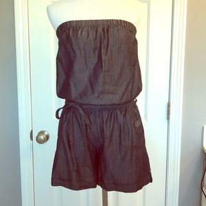 Denim strapless romper shorts sz small The Limited